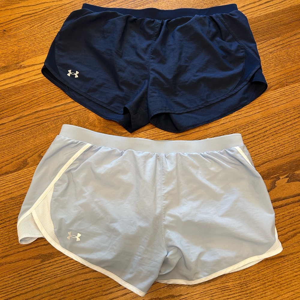Combo: 2 Under Armour Women's Dark and light Blue Athletic Shorts
